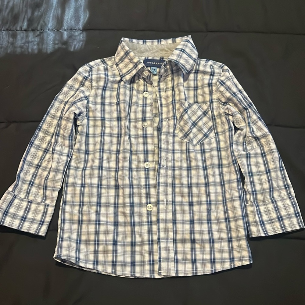 Terry Long Sleeve Bamboo Woven Button Up